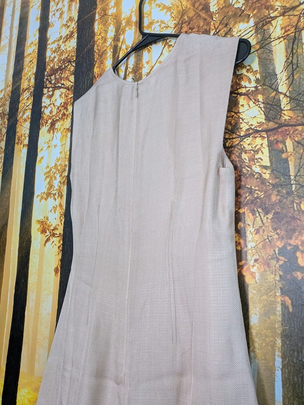 J. Crew Dress Womens 2 Fringe Trim Glossy Twill Cream Gold Midi Sheath Flare - Picture 12 of 16